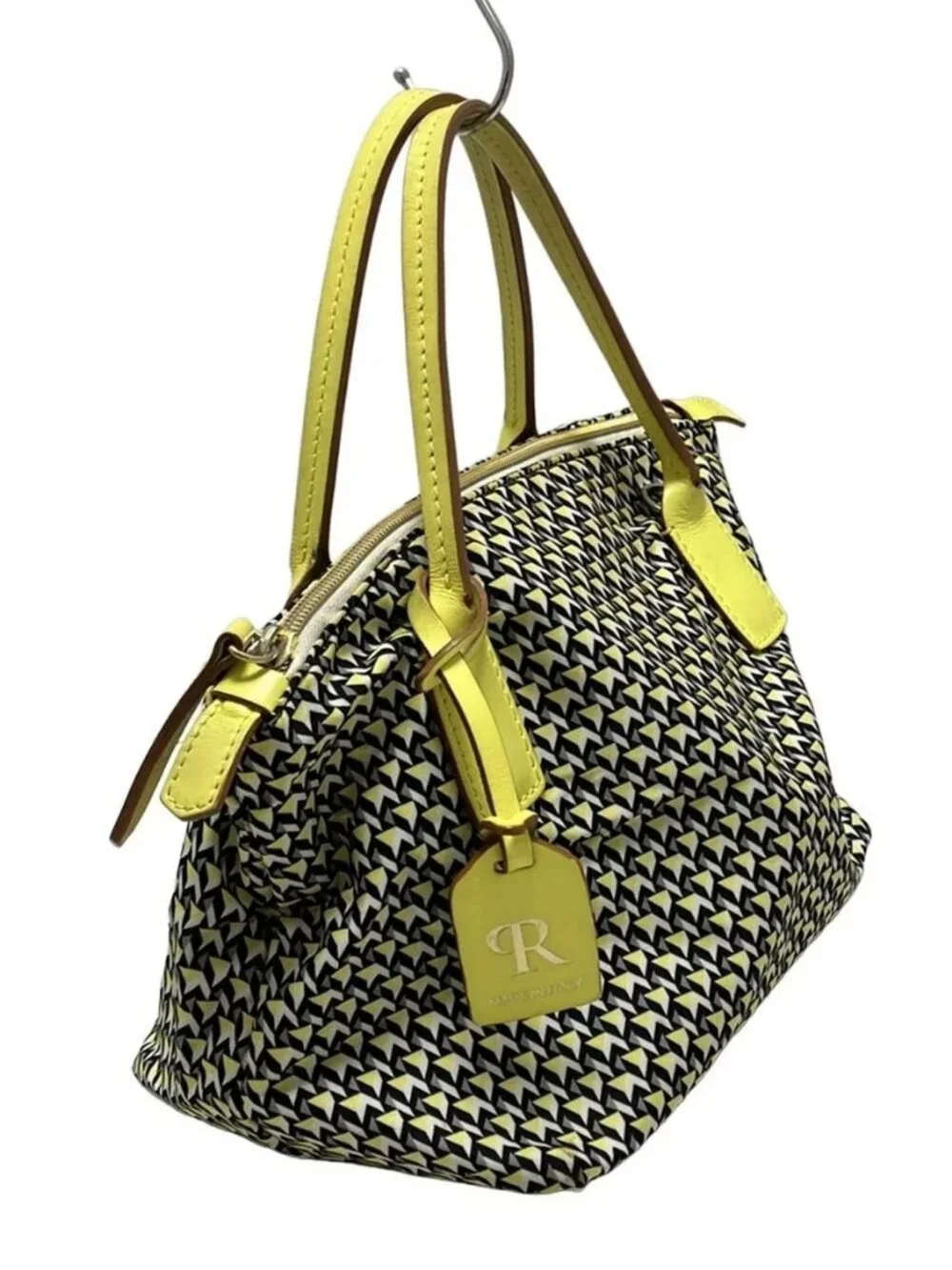 ROBERTA PIERI Black Yellow Multi Nylon Leather Handbag